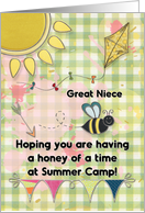 Great Niece Summer Camp Thinking of You Cute Bee card