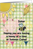 Sister Summer Camp Thinking of You Cute Bee card