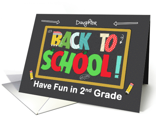 Daughter 2nd Grade Back to School Fun School Patterns card (1779850)