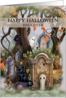 Daughter Halloween Misty Graveyard Scene card