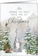 Mom Christmas Mountain Scene with Gnome and Stars card