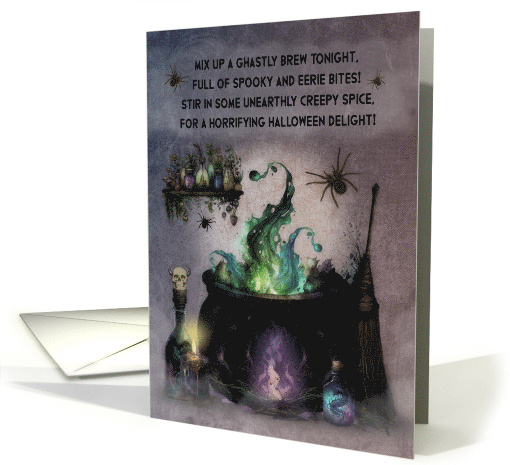 Halloween Boiling Cauldron with Magical Potion Bottles... (1785250)