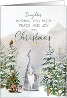 Daughter Christmas Mountain Scene with Gnome card