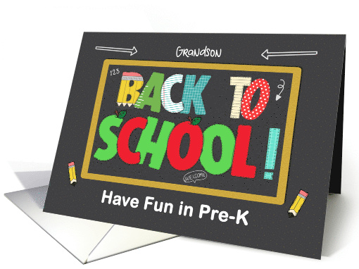 Grandson Pre-K Back to School Fun School Patterns card (1786618)