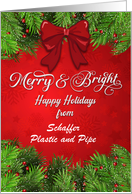 Business Christmas Custom Name Merry and Bright Christmas Greetings card