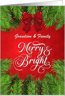 Grandson and Family Merry and Bright Christmas Greetings card