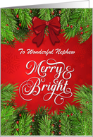 Nephew Merry and Bright Christmas Greetings card