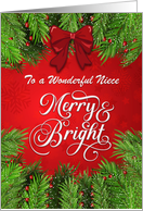 Niece Merry and Bright Christmas Greetings card