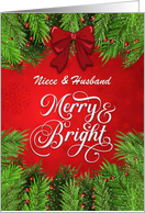 Niece and Husband Merry and Bright Christmas Greetings card