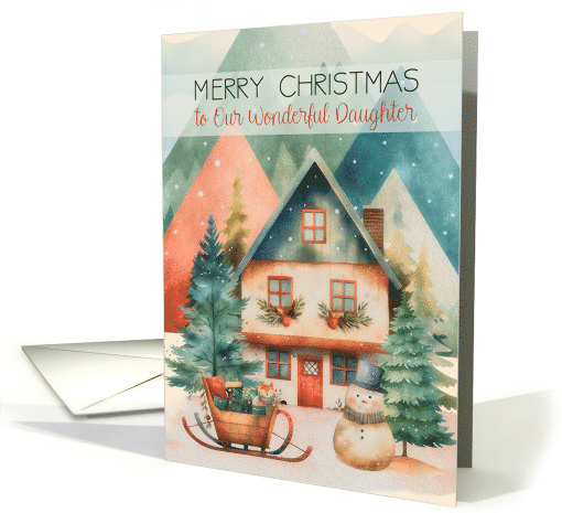 To Our Daughter Merry Christmas Woodland Home Snow Scene card
