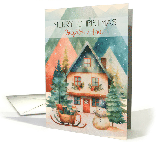 Daughter in Law Merry Christmas Woodland Home Snow Scene card
