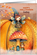 Lindsey Custom Name Halloween Little Fairy with Friends card