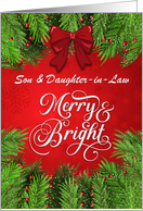 Son and Daughter in Law Merry and Bright Christmas Greetings card