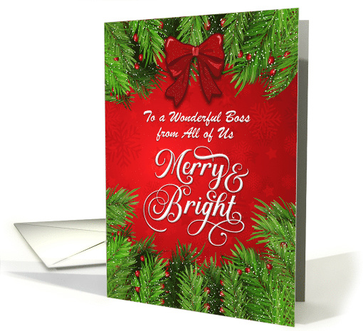To Boss From All of Us Merry and Bright Christmas Greetings card