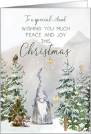 Aunt Christmas Mountain Scene with Gnome and Stars card