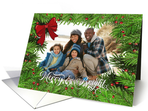 Custom Photo Merry and Bright Christmas Greetings card (1808064)