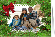 Custom Photo Merry and Bright Christmas Greetings card