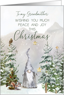 Grandmother Christmas Mountain Scene with Gnome and Stars card