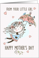 To Mother From Daughter Mother’s Day Cute Little Girl with Flowers card