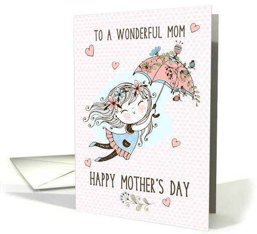 To Mom Mother's Day Cute Little Girl with Flowers card (1836510)