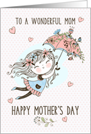 To Mom Mother’s Day Cute Little Girl with Flowers card