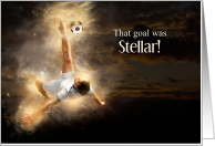 Goal Congratulations Soccer Player Futuristic Scene card