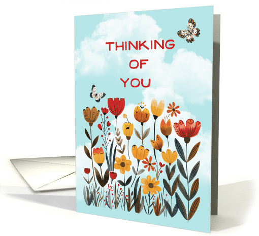 Thinking of You Whimsical Flowers and Butterflies card (1874208)