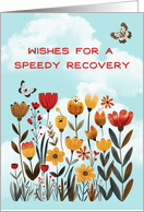Get Well Soon Speedy Recovery Whimsical Flowers and Butterflies card