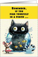 I Am Here For You Encouragement Cat Caught in Fishbowl card