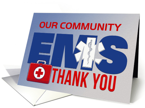 EMS Thank You Custom Name EMS Word Art with Medical Bag card (1878398)