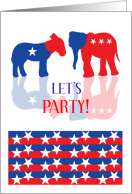 Election Night Party Invitation with Elephant and Donkey card