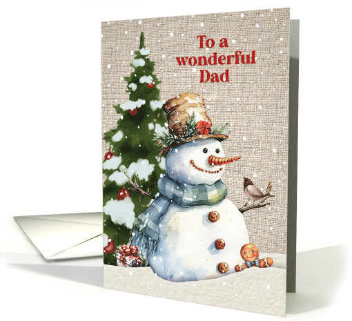 To Dad Holly Jolly Christmas with Snowman and Tree card (1885694)