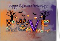 Halloween Anniversary Creepy Love Word Art card
