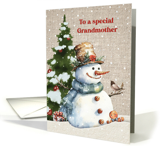 Grandmother Christmas with Snowman and Tree card (1886386)