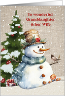 Granddaughter and Wife Christmas with Snowman and Tree card