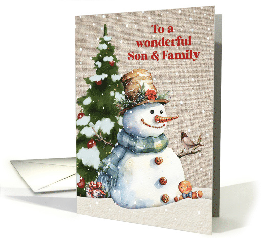 Son and Family Christmas with Snowman and Tree card (1887342)