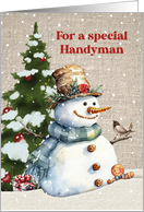 Handyman Christmas with Snowman and Tree card