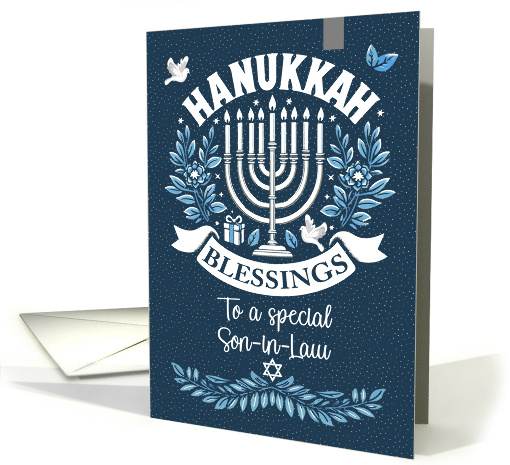 Son in Law Hanukkah Blessings Menorah and Word Art card (1887616)