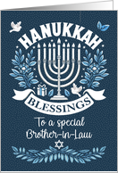 Brother in Law Hanukkah Blessings Menorah and Word Art card