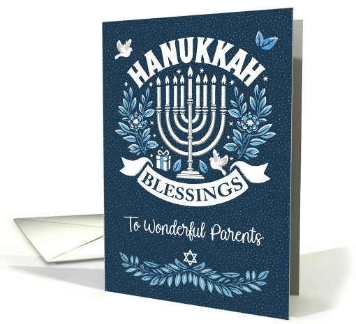 Parents Hanukkah Blessings Menorah and Word Art card (1887788)