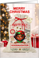 Goddaughter Christmas Santa Sack African American Girl card