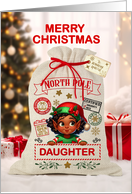 Daughter Christmas Santa Sack African American Girl card