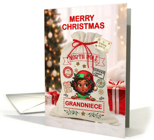 Grandniece Christmas Santa Sack African American Girl card (1889394)