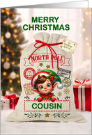 Cousin Christmas Santa Sack and Boy Elf card