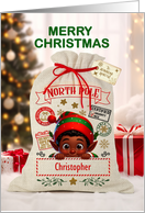Christopher Custom Name Christmas Santa Sack and African American card
