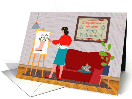Early Retirement Congratulations Woman Painting in Calm... (1890922)
