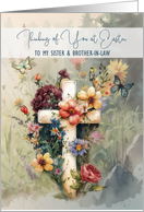 Sister and Brother in Law Easter Thinking of You Cross with Flowers card