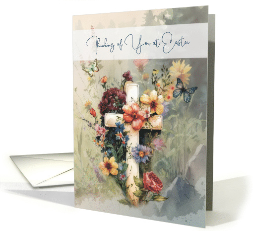 For Anyone Easter Thinking of You Cross with Flowers card (1902042)