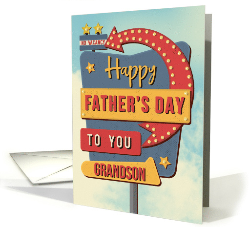 Grandson Father's Day Retro Roadside Motel Sign card (1910914)