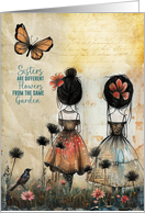 Sisters Day to Sister Collage Effect Girls in a Field of Flowers card